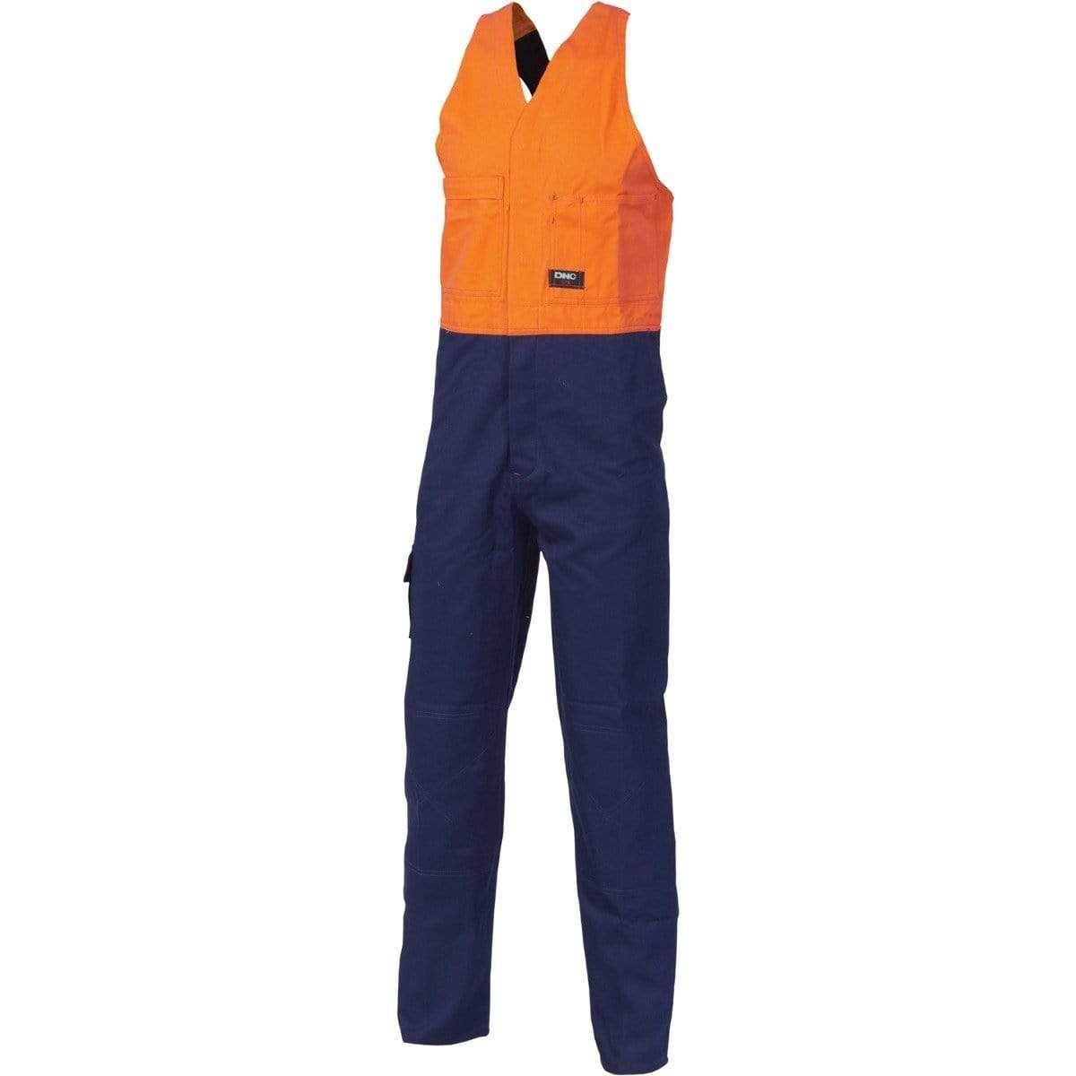 Dnc Workwear Hi-vis Two-tone Cotton Action Back Overall - 3853 Work Wear DNC Workwear Orange/Navy 77R 